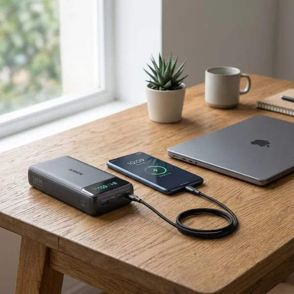 anker powerbank 25k 165w integriertes einziehbares kabel